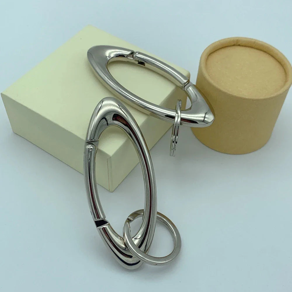 Rock Oval Solid Belt Buckle Carabiner Keychain – Spring Snap Hook for Keys, Bags & EDC DIY