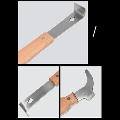 Multifunctional Hive Scraper with Wood Handle - Essential Beekeeping Hive Tool for Apiculture