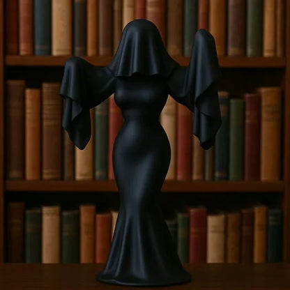 Halloween Ghost Lady Figurine — Veiled Gothic Desktop Ornament for Home Decor & Party Supplies