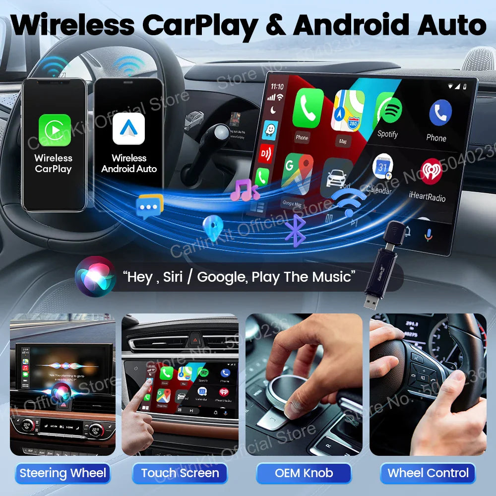 CarlinKit 5.0 Mini 5 Pro — Wireless CarPlay & Android Auto USB Dongle with WiFi & Bluetooth