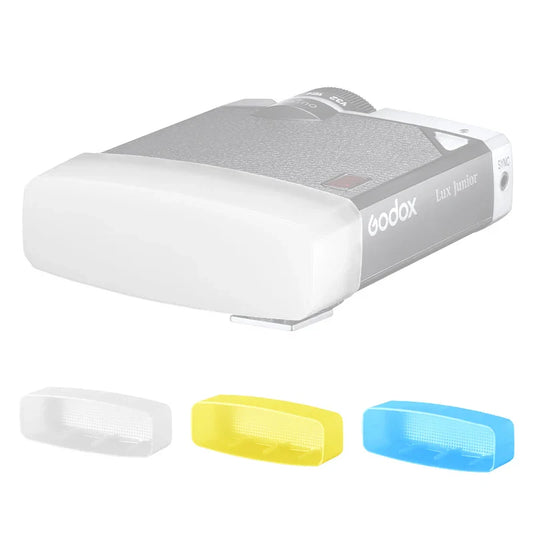 Godox Lux Junior Retro Speedlite — Flash with White, Yellow & Blue Diffuser Softbox