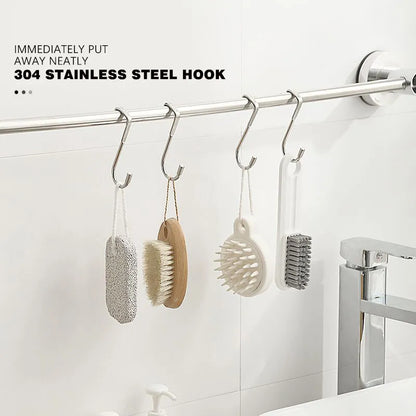 304 Stainless Steel S-Shape Double Hook: No-Punch Kitchen and Bathroom Cabinet Door Hanger for Coats and Towels Storage