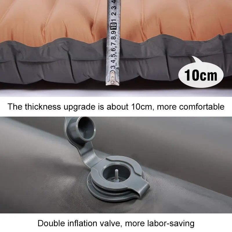 Ultralight Self-Inflating Air Mattress - Thick Splicing Sleeping Pad for Beach, Picnic, and Camping Tent