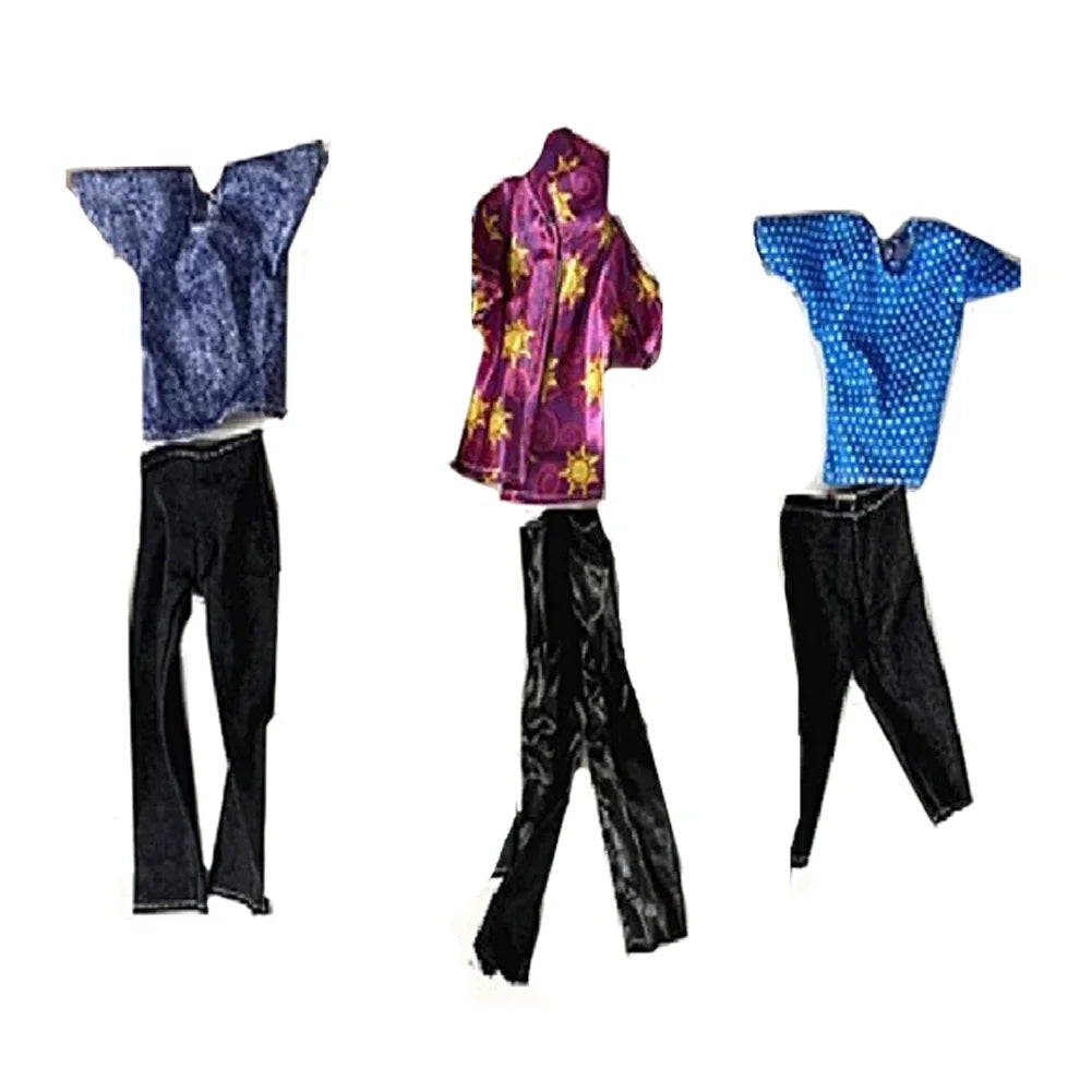 8pcs Ken Doll Clothes Set — Daily Casual Outfit with Top, Jeans & Shoes, Pretend Play Accessory for Kids, Birthday Gift