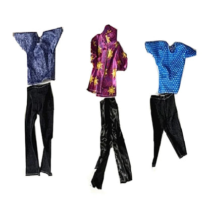 8pcs Ken Doll Clothes Set — Daily Casual Outfit with Top, Jeans & Shoes, Pretend Play Accessory for Kids, Birthday Gift