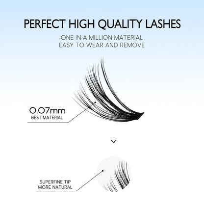 GROINNEYA DIY Lash Extension Kit – Cluster & Individual Lashes Set with Lash Bond & Seal for At-Home Eyelash Extension Makeup
