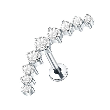 Titanium CZ Tragus & Helix Stud – Internally Threaded Labret Lip Ring Piercing Earring (1PC)
