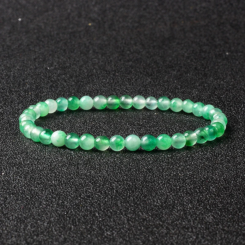 4mm Natural Stone Bead Stretch Bracelet for Men & Women – Agate Lava Handmade Reiki Crystal Jewelry