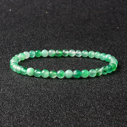 4mm Natural Stone Bead Stretch Bracelet for Men & Women – Agate Lava Handmade Reiki Crystal Jewelry