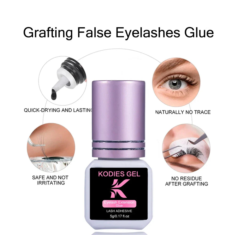 KODIES GEL Extra Strong Eyelash Glue — 5g 0.5s Fast-Dry Waterproof Adhesive for False Eyelash Extensions