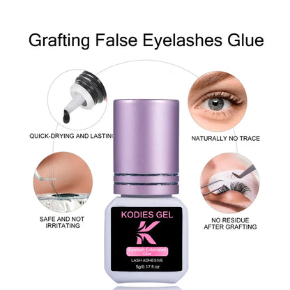 KODIES GEL Extra Strong Eyelash Glue — 5g 0.5s Fast-Dry Waterproof Adhesive for False Eyelash Extensions
