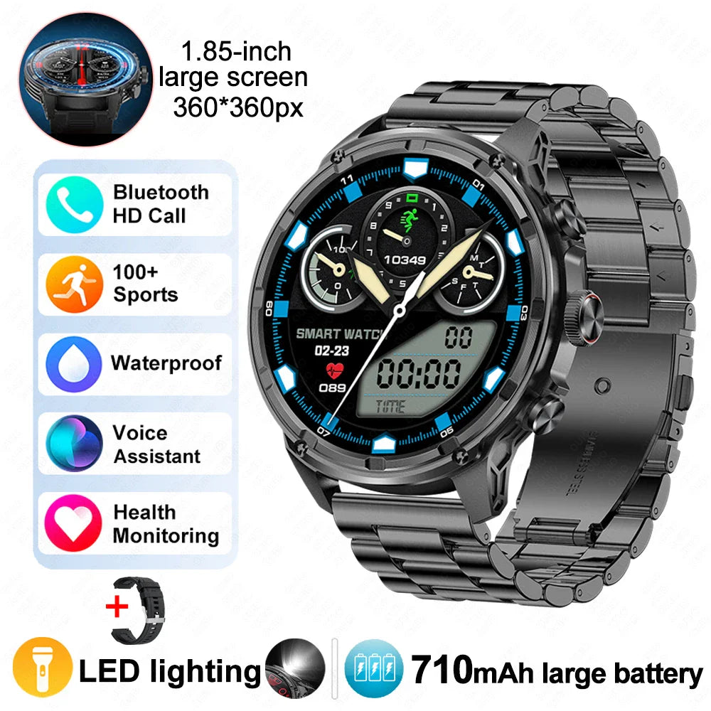2025 Huawei & Xiaomi GPS Smartwatch for Men — 1.85" Ultra HD AMOLED Screen, 710mAh Battery & Bluetooth Call