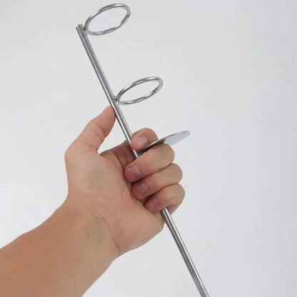 Stainless Steel Sea Rod Double Ring Bracket - Ground Insertion Fishing Rod Holder for Outdoor Fishing Gear Accessories