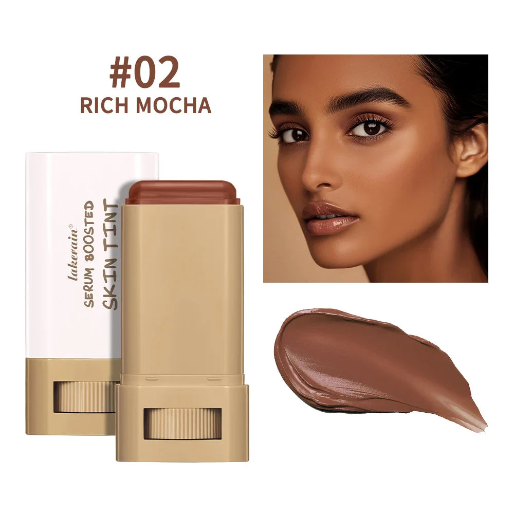 Skin Tint Foundation Stick — 6-Color High-Coverage Balm & Serum Makeup for Smooth, Plump Skin, Travel-Friendly Bronze Stick