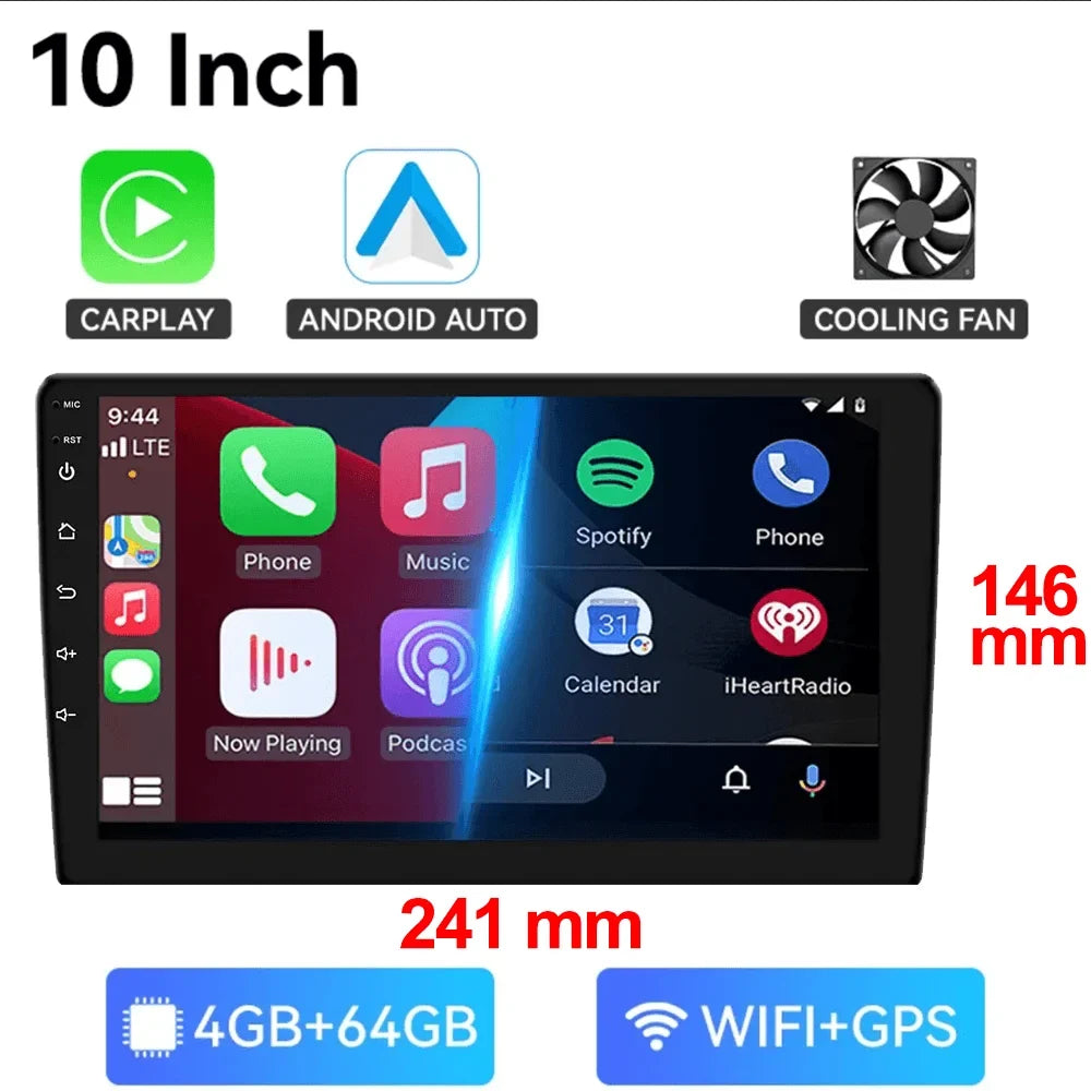 7/9/10-Inch Android 13 Car Radio - Wireless CarPlay, Bluetooth, 64GB Multimedia Stereo