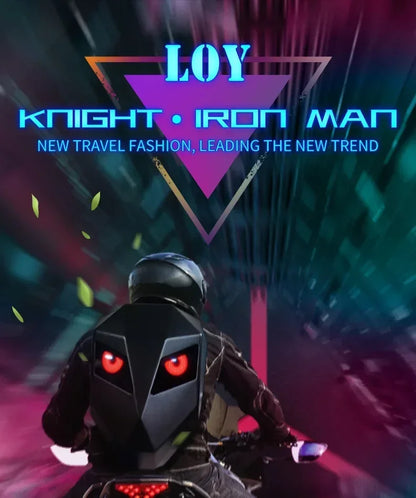 LOY LED Knight Cycling Backpack - Waterproof Motorcycle Helmet Bag with Bluetooth APP Control, Hard Shell Laptop Bag with LED Lights