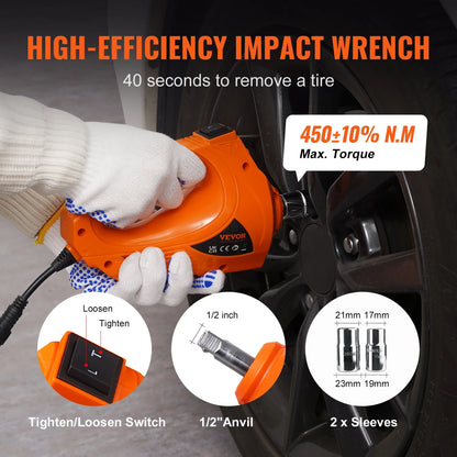 VEVOR 3 Ton Electric Car Jack – 12V Scissor Jack with Impact Wrench for SUV & Truck Tire Changes