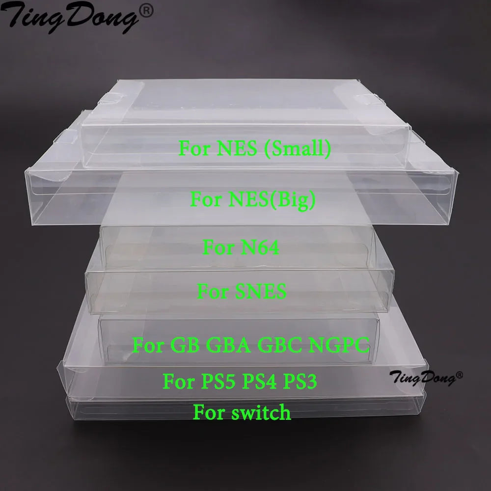 10PCS Clear Transparent Game Cartridge Cases – CIB Plastic PET Protectors for N64, NES, SNES, GB, GBA, GBC, NGPC, Switch & PS5