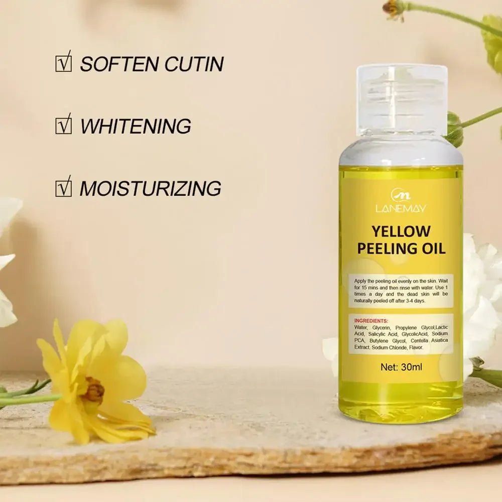 Body Care Exfoliating Yellow Peeling Oil – 100% Organic Dark Skin Whitening Serum for Dark Knuckles and Fast Bleaching