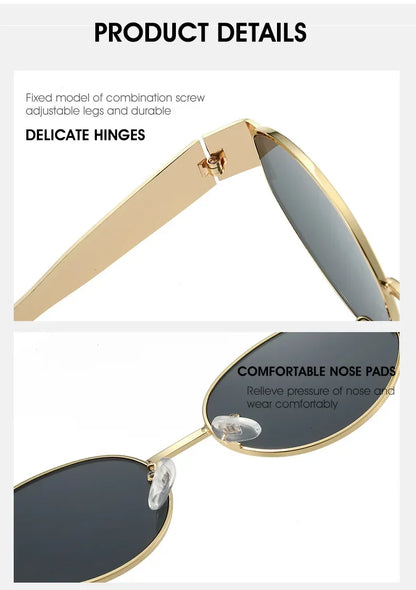 Luxury Metal Brand Sunglasses for Men & Women – Unisex Designer Oval Fashion Eyewear UV400 Shades