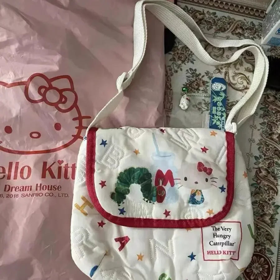 Hello Kitty Cute Tote Bag — Y2K Kawaii Anime Embroidered Shoulder & Makeup Bag for Women & Girls