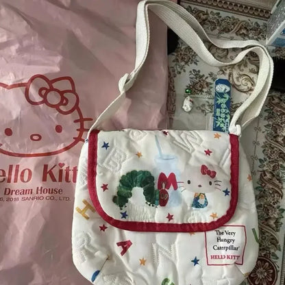 Hello Kitty Cute Tote Bag — Y2K Kawaii Anime Embroidered Shoulder & Makeup Bag for Women & Girls
