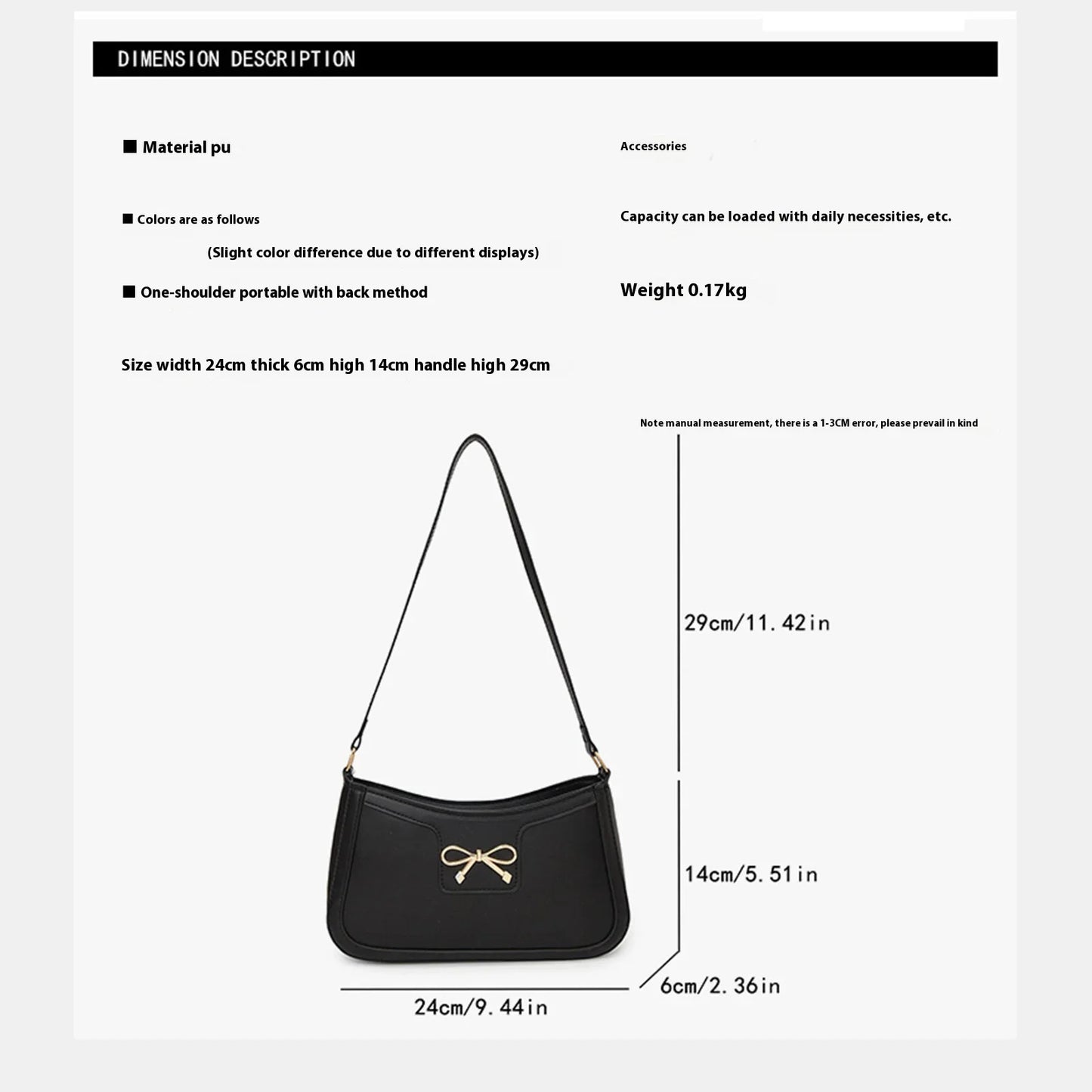 Women’s Shoulder Bag — Elegant Bow Large Capacity Soft Tote Handbag for Casual Daily Use