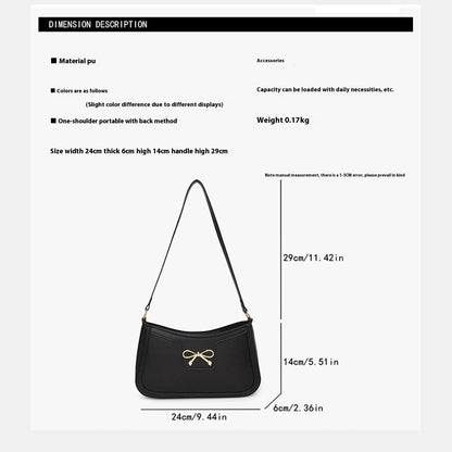 Women’s Shoulder Bag — Elegant Bow Large Capacity Soft Tote Handbag for Casual Daily Use