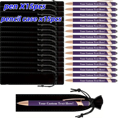 Custom Engraved Ballpoint Pens Set - Personalized Metal Pens with Cases & Bags for Business Gifts