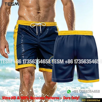 Men’s Lion Print Beach Shorts - Casual Summer Vacation & Sports Running Shorts