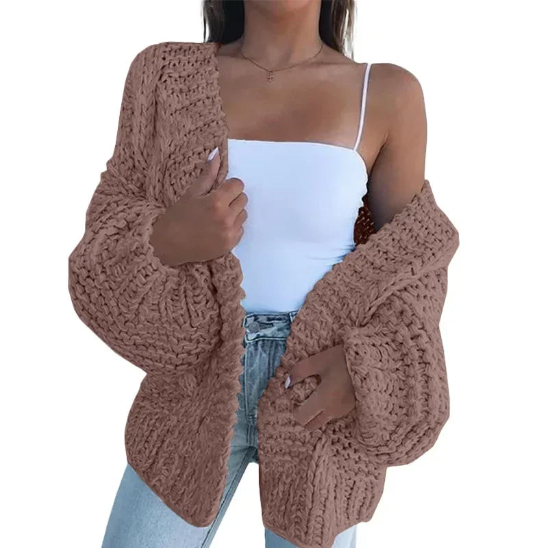 ALLUKASA Women’s Autumn Winter Cardigan – Plush Batwing Long Sleeve Loose Knit Sweater Outerwear Fashion Pullover