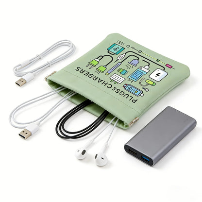 Portable Cable Organizer Bag - Compact Travel Tech Pouch for Chargers, USB Cables & Earbuds