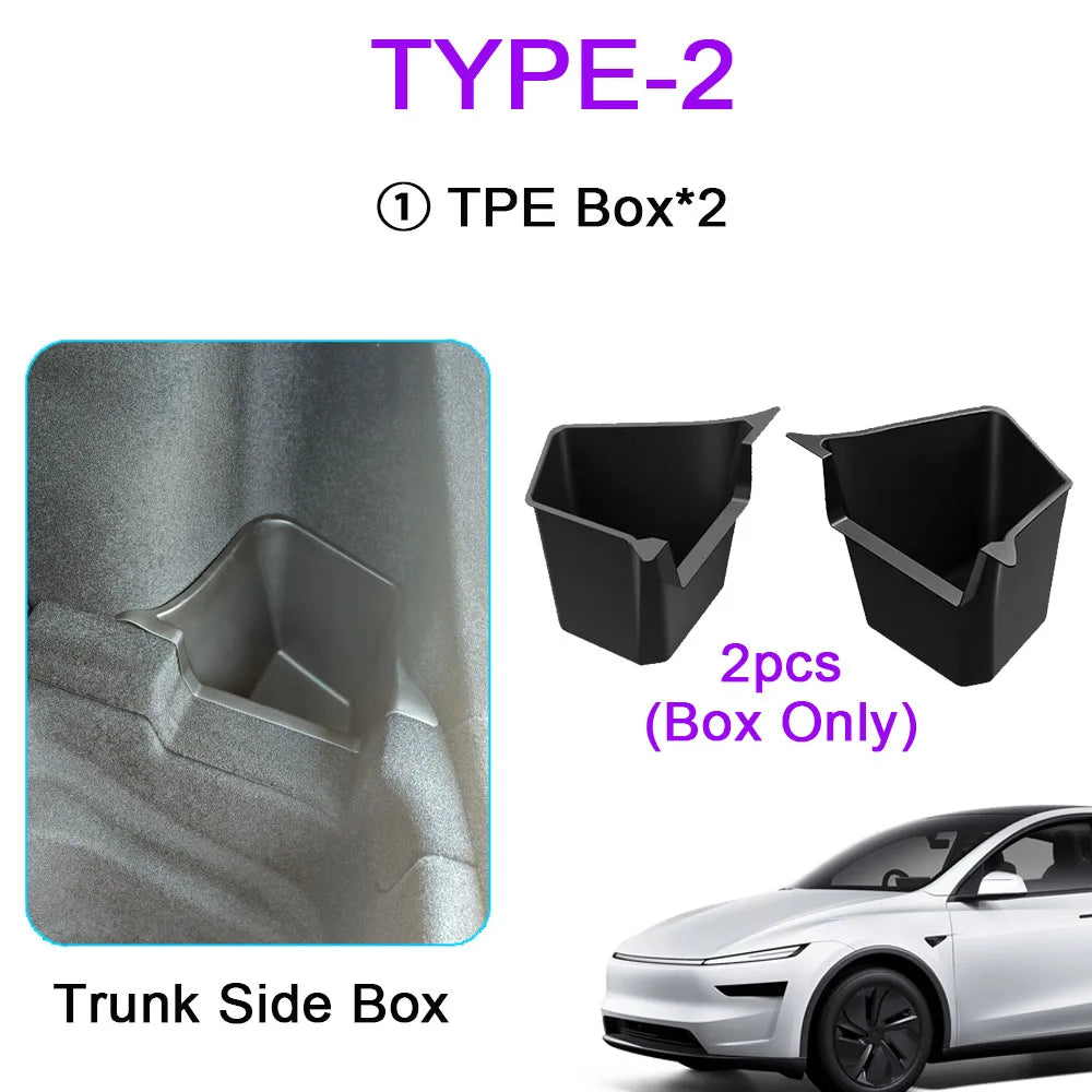 USVOTOV Trunk Organizer for Tesla Model Y 2025 – Rear Storage Bins & Side Box TPE Accessories