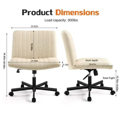 Joyfinity Plus Size Criss Cross Office Chair - Armless Swivel Modern Desk Chair for Home