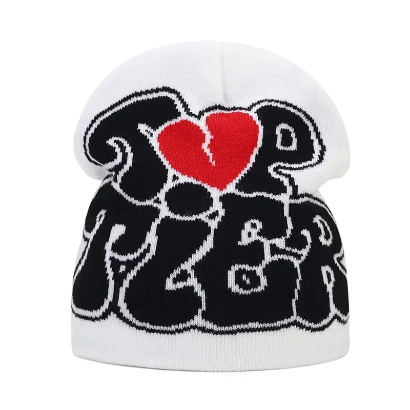 Y2K Letter Knitted Beanie Cap – Unisex Winter Autumn Warm Ski Skullcap, Hip Hop Streetwear Ear Cover Hat for Men & Women