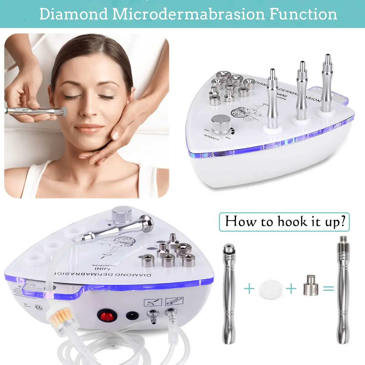 Professional Diamond Microdermabrasion Machine — Facial Exfoliation with Water Spray & 65-68cmHg Suction
