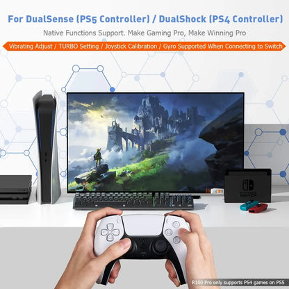 BIGBIGWON R100 Pro Wireless Adapter – Compatible with Xbox One, Series X|S, Elite Series 2, PS5, PS4 & Switch Controllers