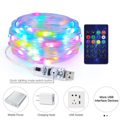 40M RGB LED String Lights - Smart Bluetooth Music Outdoor Fairy Lights with IP65 Waterproof Holiday Party Lighting