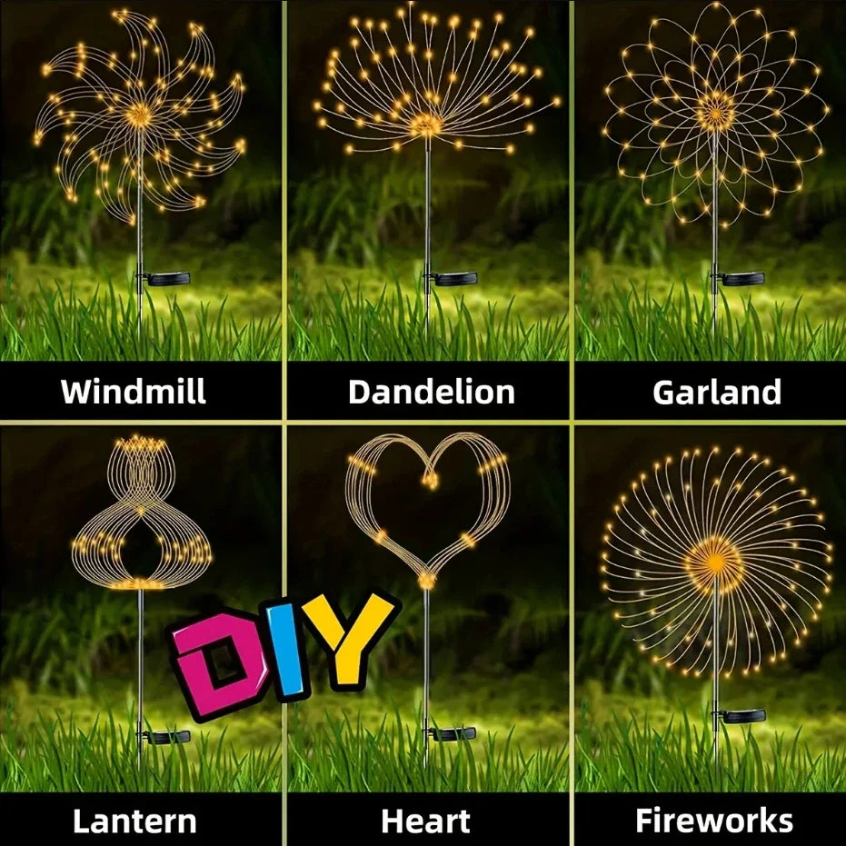 8-Mode Solar Outdoor LED Globe Lamp – Dandelion Fireworks Light with 90/120/150/180/200 LEDs for Garden, Lawn & Holiday Decorations