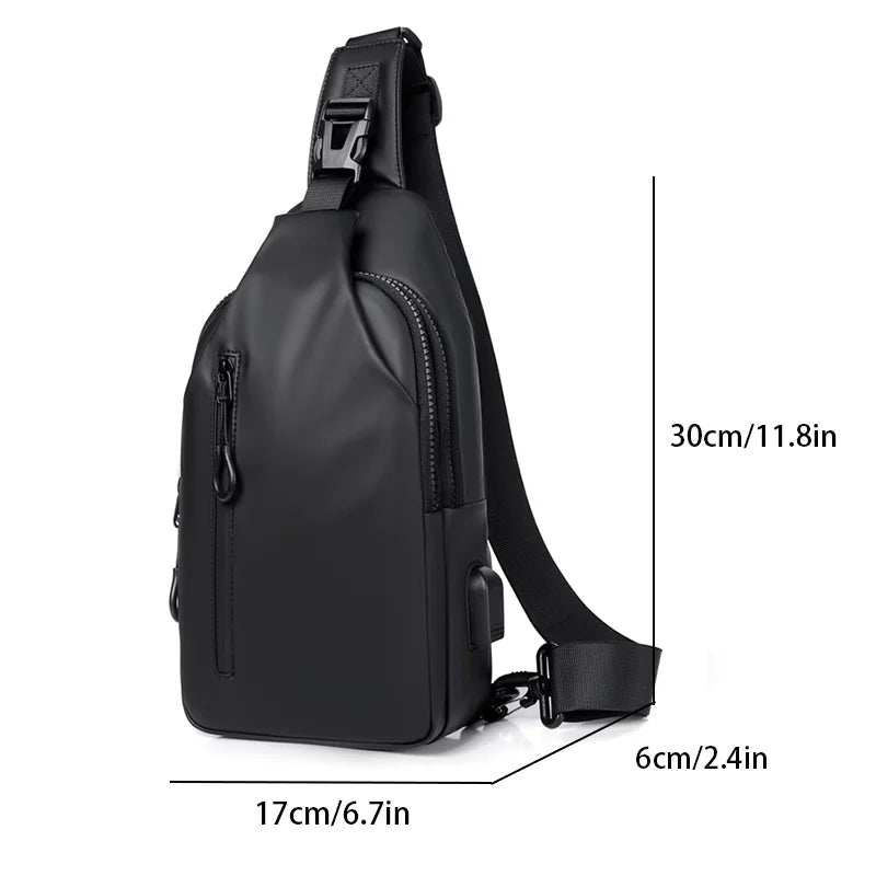 Men's Large Capacity USB Charging Chest Bag – Lightweight Multifunctional Commuter Shoulder Crossbody Bag