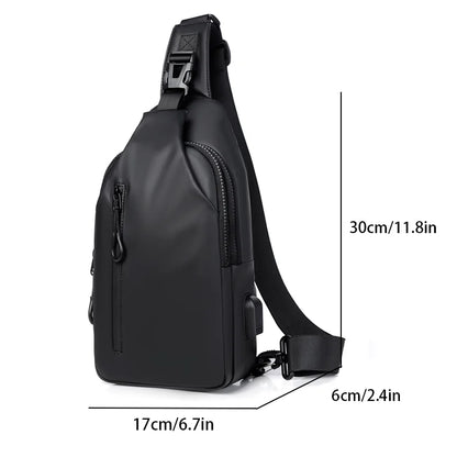 Men's Large Capacity USB Charging Chest Bag – Lightweight Multifunctional Commuter Shoulder Crossbody Bag
