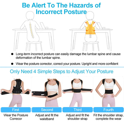 Adjustable Back & Shoulder Posture Corrector Belt — Clavicle & Spine Support Brace for Upper & Lower Back Pain Relief and Body Reshaping
