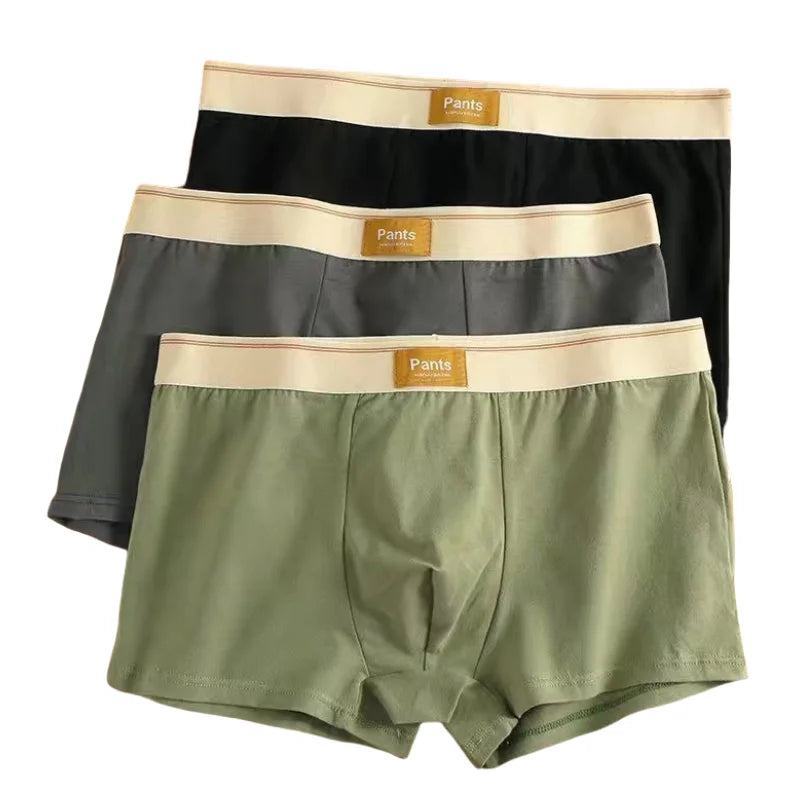 3PCS Men’s Cotton Boxer Shorts – Breathable U-Convex Comfortable Underwear Set for Daily Wear & Sports Trunks