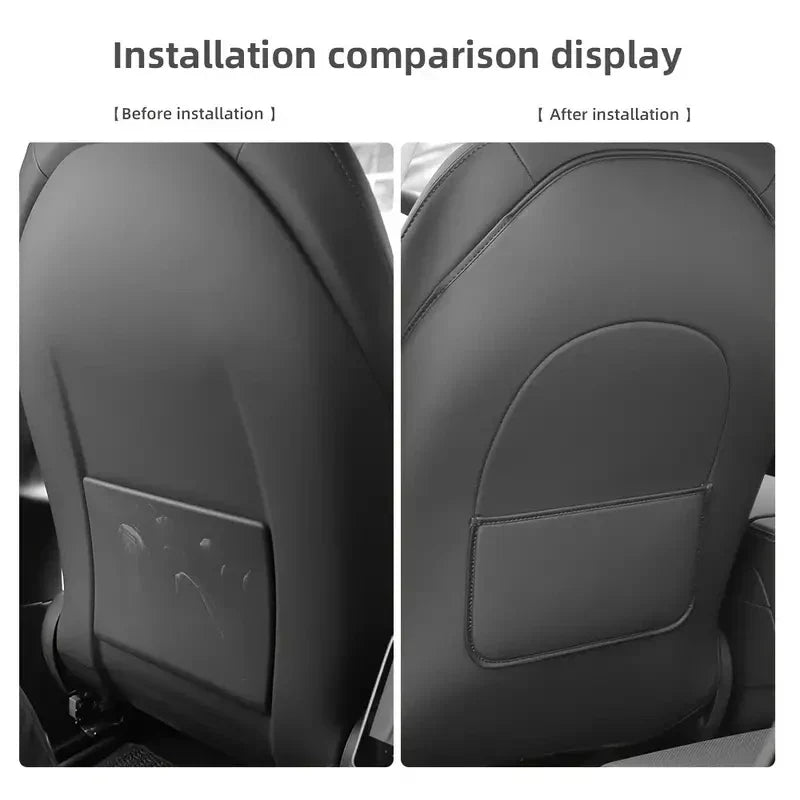 Car Seat Back Protective Mat – Anti-Kick Leather Scratch Protector for Tesla Model 3/Y Full Seat Accessories