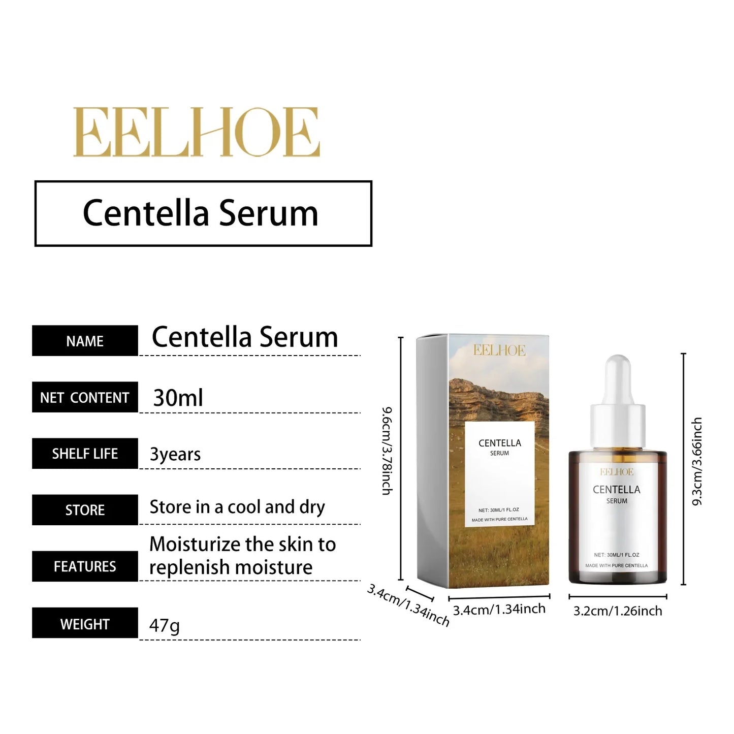 Centella Serum Face Essence – Moisturizing, Brightening & Rejuvenating, Smooths Dry Skin with Hyaluronic Acid Skincare