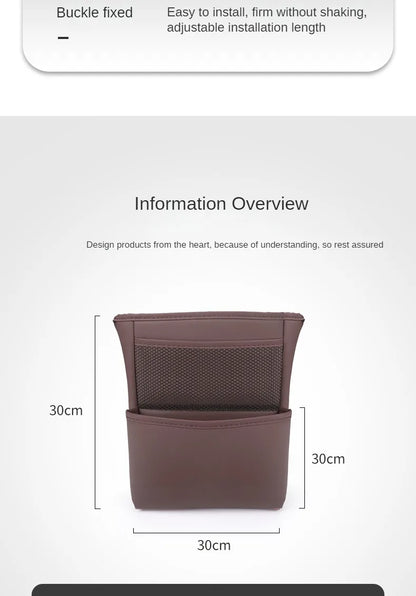Car Handbag Holder Between Seats – Multi-Functional Leather Storage Bag with Tissue Box, Phone, Cup & Map Organizer