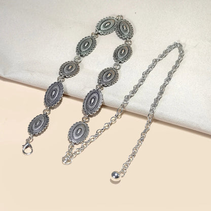 Designer Women’s Silver Waist Chain Belt – Retro Bohemian Ethnic Style for Skirts & Jeans