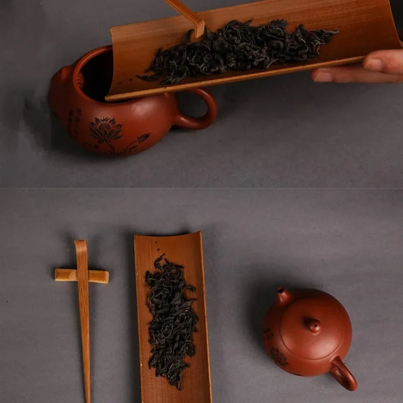 3/4/5Pcs Carbonized Bamboo Tea Set – Tea Clip, Teaspoon & Needle Pliers for Tea Ceremony