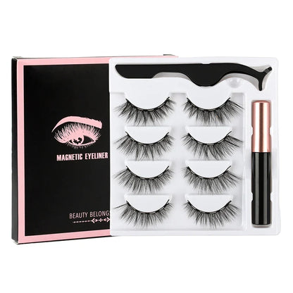 2/3/4 Pairs Magnetic Eyelashes Set - Waterproof Liquid Eyeliner, Tweezer, Dramatic 3D Mink Lashes for Makeup