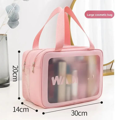 Waterproof Large Capacity Travel Cosmetic Bag – Portable Shower Makeup Organizer with Separate Wet & Dry Compartments
